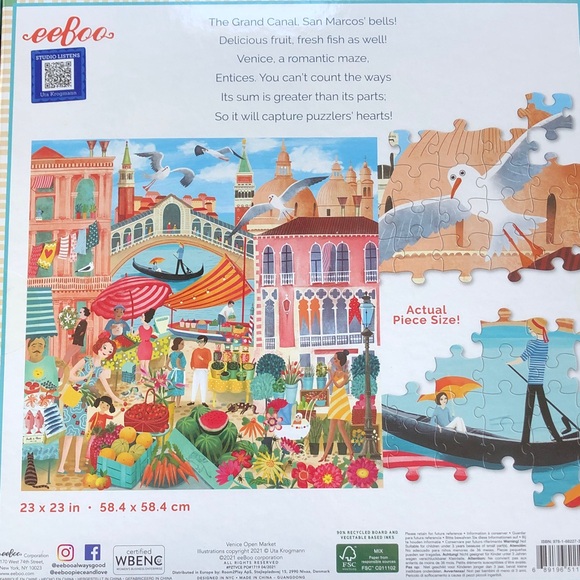 EeBoo Venice open market 1000 pieces puzzle - Picture 2 of 6